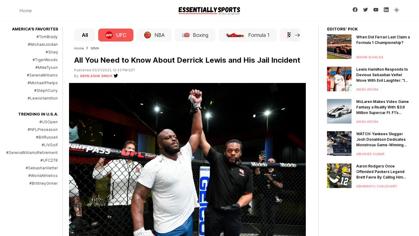 All You Need to Know About Derrick Lewis and His Jail Incident